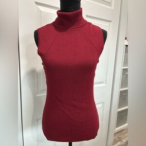 White House Black Market Sleeveless Burgundy Turtleneck Sweater